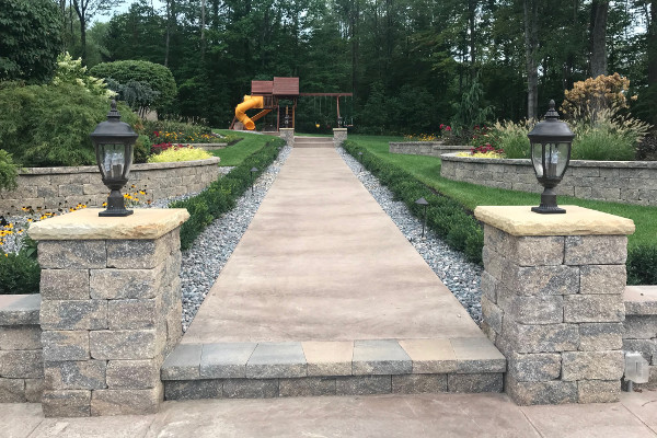stone walkway leading to playground