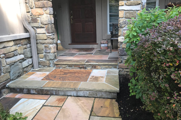stone entryway by Frate Landscaping